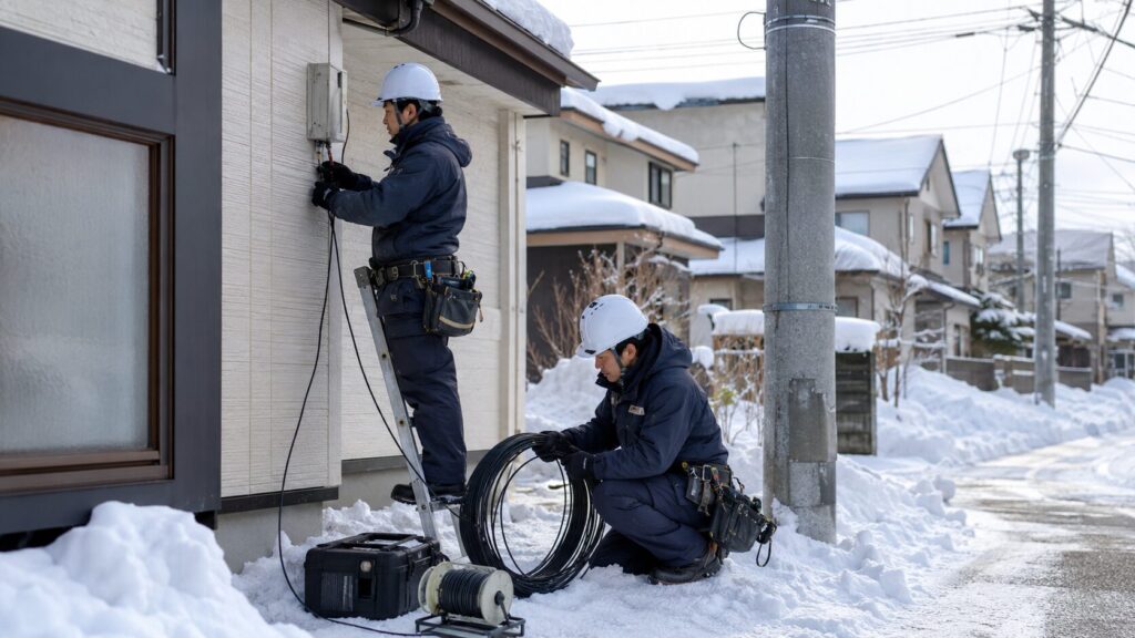 札幌の積雪時期に光回線工事の日程を調整するイメージ