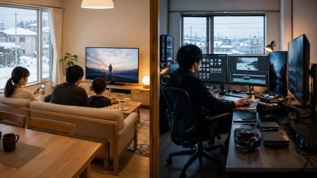 家庭内でインターネット速度を確認するイメージ